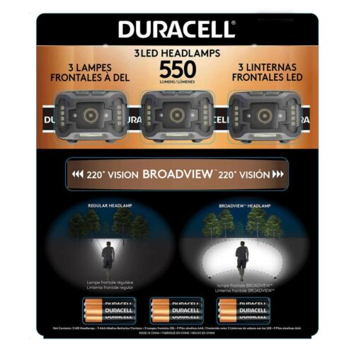 Duracell 550 Lumens LED Headlamps - 3 Pack