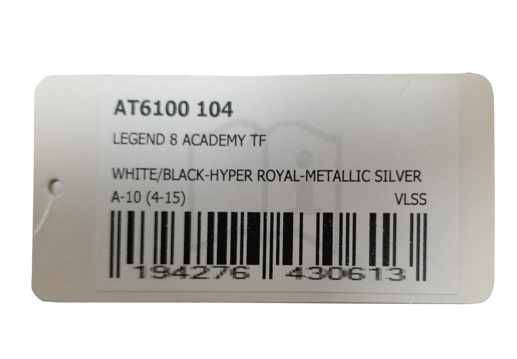 Nike Legend 8 Academy TF White/Black Shoe - Hyper Royal - Metallic Silver Size 10