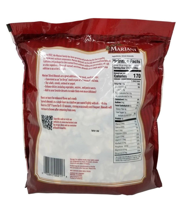 Mariani Sliced Premium Almonds Gluten Free 2 LB