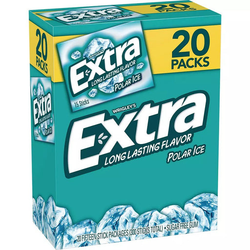 Wrigley's Extra Long Lasting Flavor Polar Ice 20 Pack (300 Sticks Total)