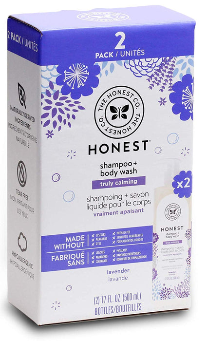 Honest Shampoo & Body Wash Truly Calming 17 FL OZ Each 2 Pack - Lavender