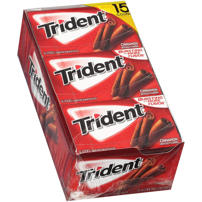 Trident Sugar-Free Gum, Cinnamon, 15 Count, Pack of 1