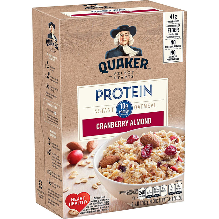 Quaker Protein Cranberry Almond Instant Oatmeal 372g