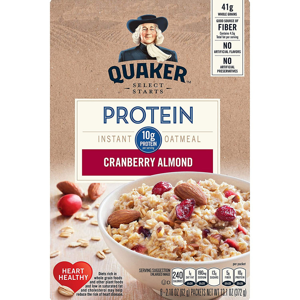 Quaker Protein Cranberry Almond Instant Oatmeal 372g