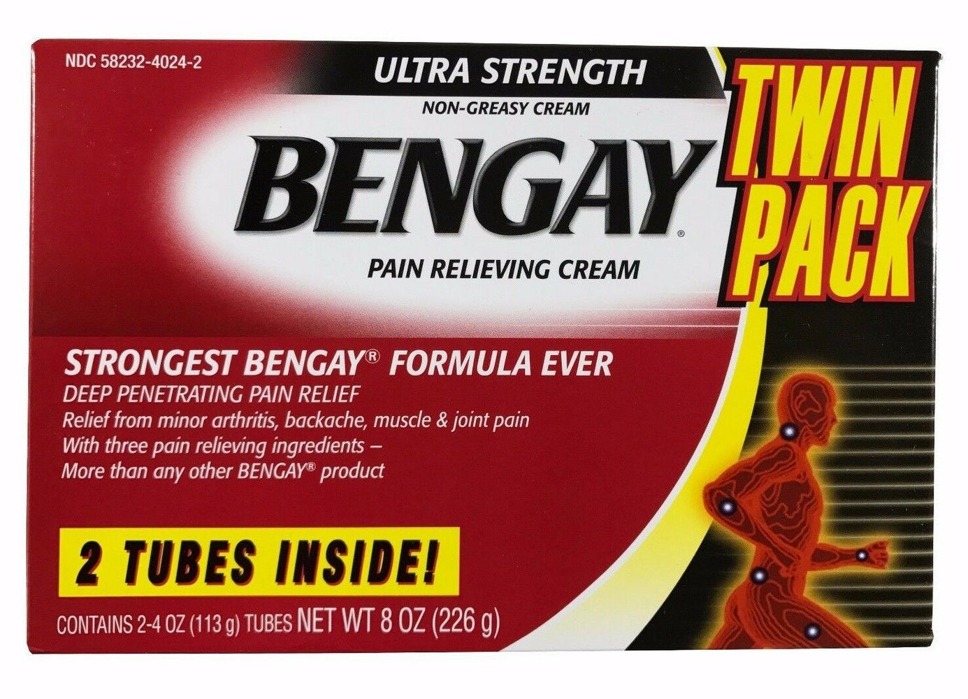 Bengay Pain Relieving Cream 2 Pack Ultra Strength Non Greasy Net 226g