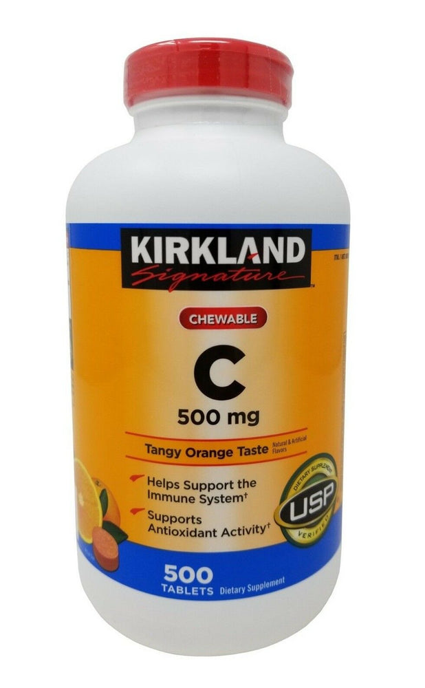 Kirkland Signature Chewable Vitamin C 500mg Tangy Orange Taste 500 Tablets