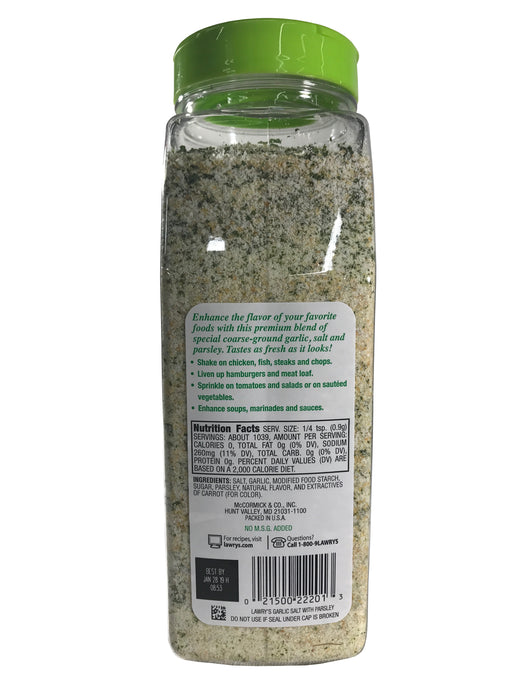 Lawry's Garlic Salt Coarse Ground with Parsley 33 oz (2lb 1 oz)