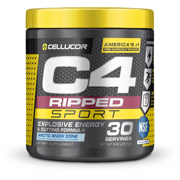 Cellucor C4 Ripped Pre-Workout Energy Powder - Arctic Snow Cone - 8.7oz Exp: August 2022
