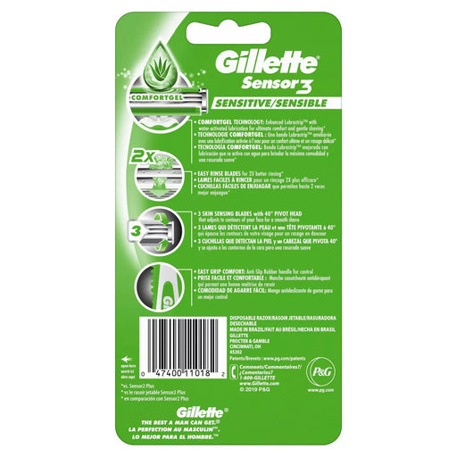Gillette Sensor3 Sensitive Men's Disposable Razors - 4 Pack