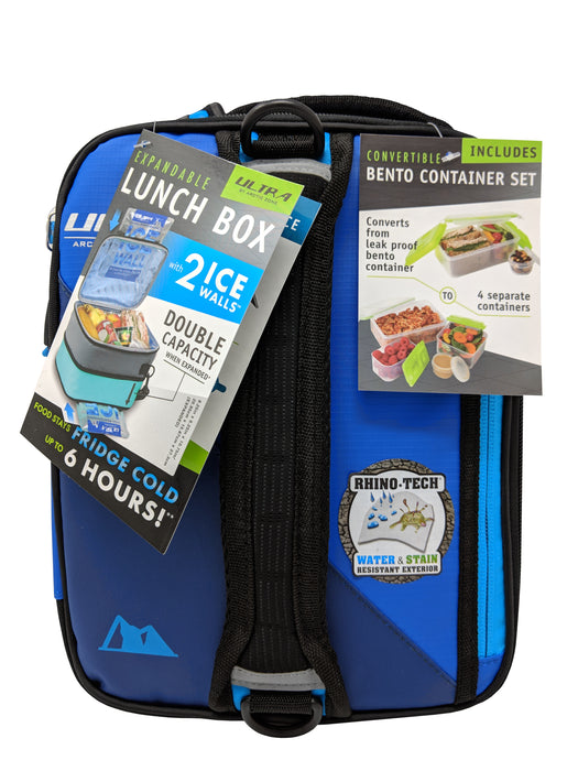 Ultra by Arctic Zone Expandable Lunch Box with 2 Ice Walls & Containers - Blue