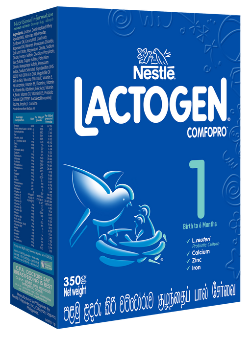Nestle LACTOGEN COMFOPRO 1 Starter Infant Formula with Iron - Birth to 6 months, 300g Bag in Box Pack