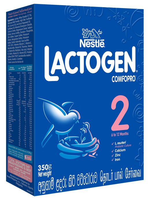Nestle LACTOGEN COMFOPRO 2 Follow Up Formula with Iron – 6 to 12 months, 300g Bag in Box Pack