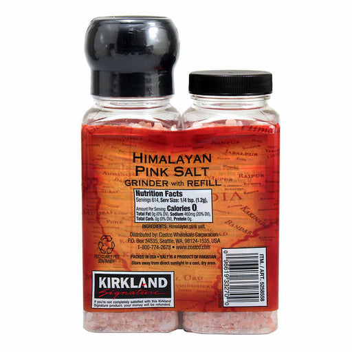 Kirkland Signature Himalayan Pink Salt, Grinder with Refill, 26 oz
