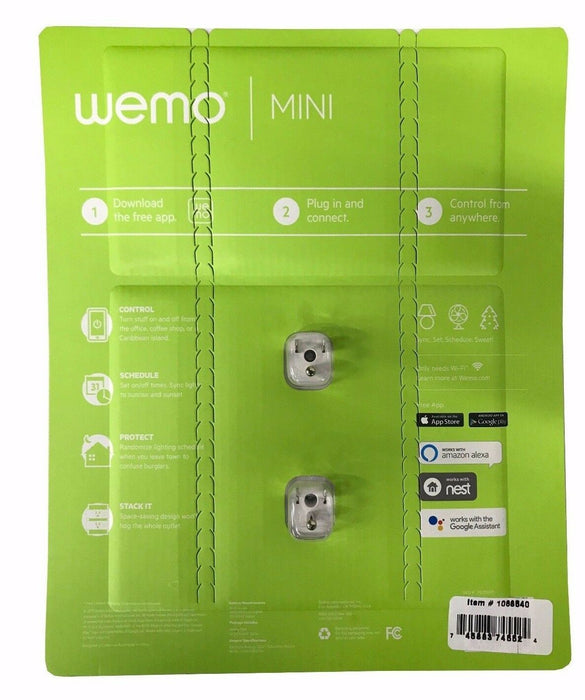 Wemo Wi-Fi Smart Plug 2 Pack - Control Appliances with Alexa or Google Assistant