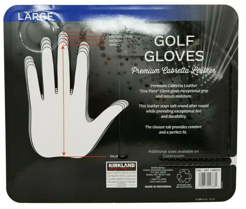 Kirkland Signature Golf Gloves Premium Cabretta Leather 3 Pack - Large