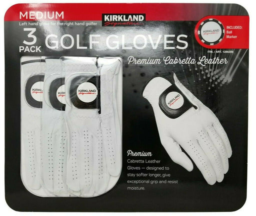 Kirkland Signature Golf Gloves Premium Cabretta Leather 3 Pack - Medium