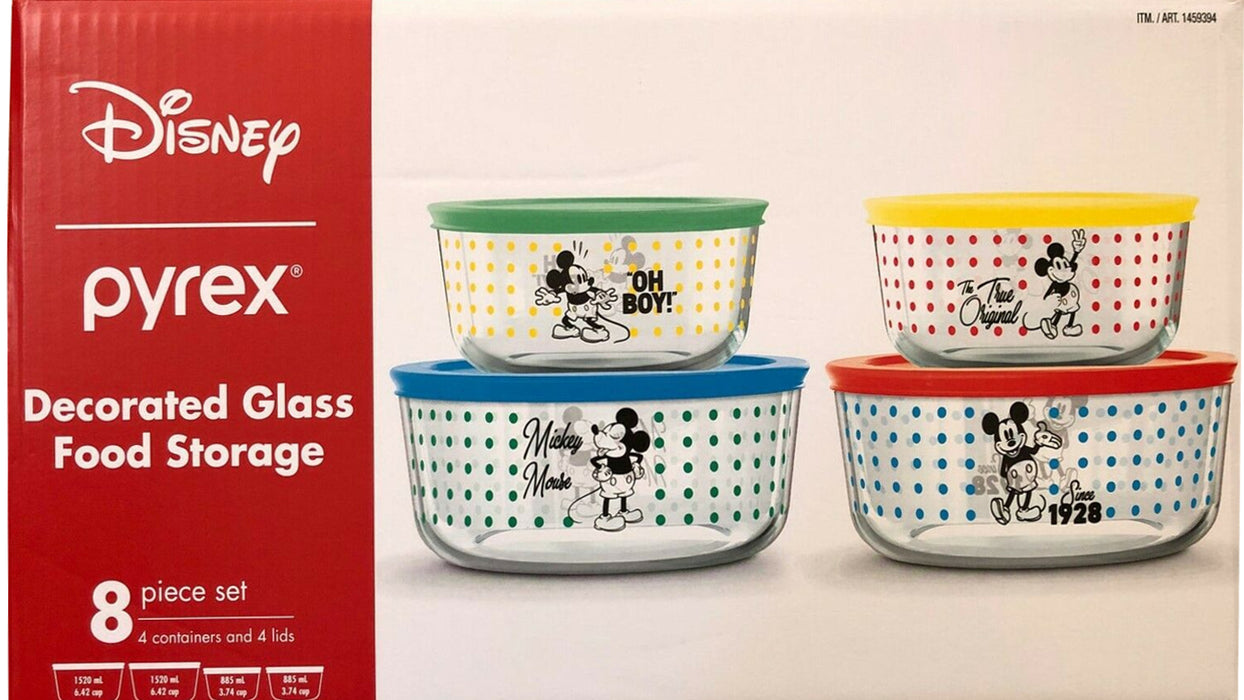 Disney Pyrex Decorated Glass Food Storage 8 Piece Set