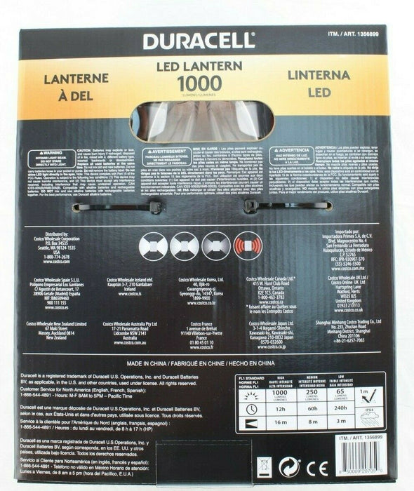 DURACELL LED 1000 Lumens LED Lantern 2 Pack with USB Charger Connection (4D Batteries and cable not included)