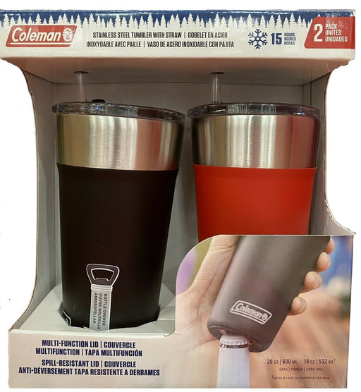 Coleman Stainless Steel Tumbler With Straw BPA Free 20 OZ Each - 2 pack