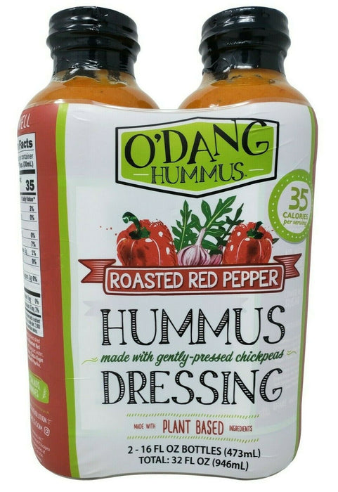 O'Dang Hummus Dressing Roasted Red Pepper, Plant Based 16 FL OZ  Each - 2 Pack