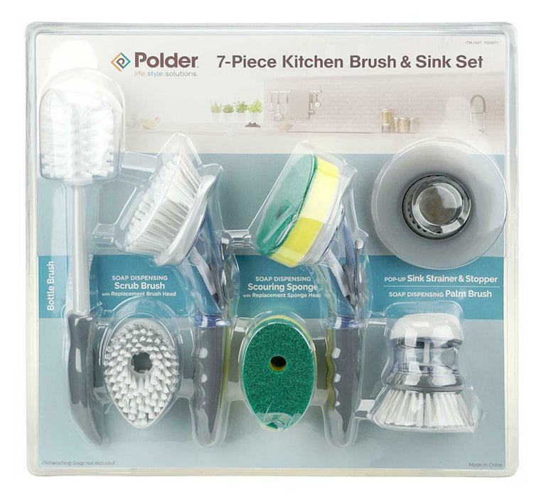 Polder 7-Piece Kitchen Brush & Sink Set