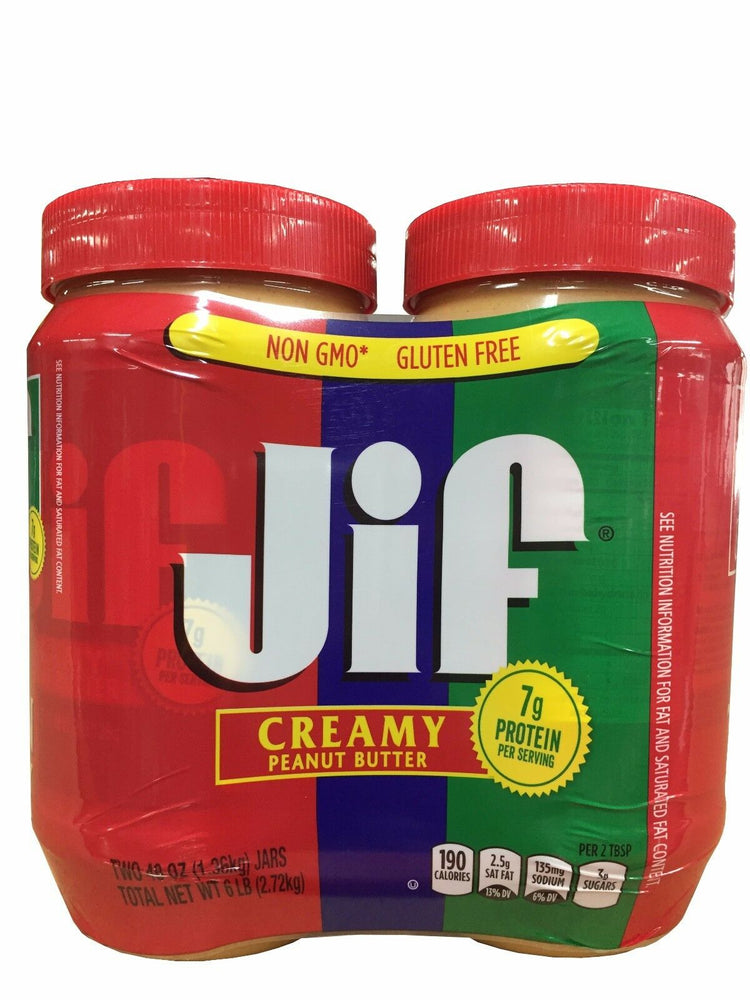 Jif Creamy Peanut Butter Two 48 oz Jars Twin Pack 6LB