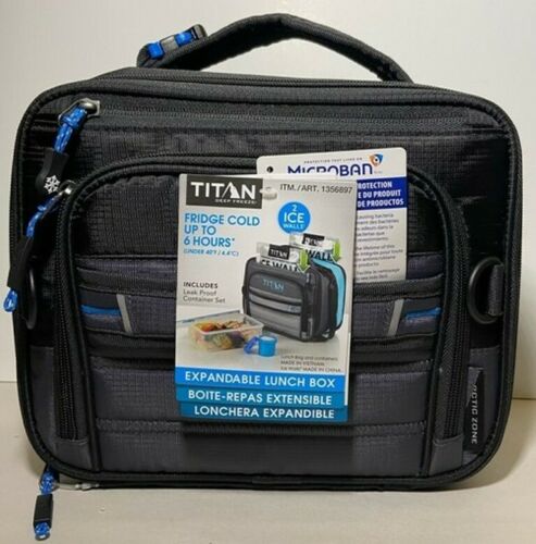 Titan Deep Freeze Expandable Lunch Box with 2 Ice Walls - Black