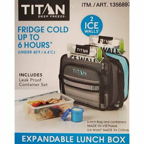 Titan Deep Freeze Expandable Lunch Box with 2 Ice Walls - Black
