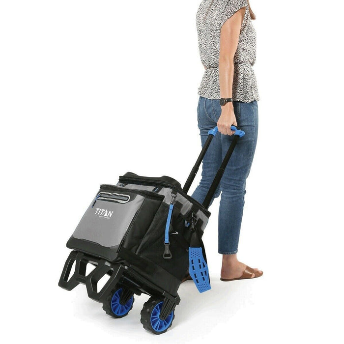 TITAN 22.5 Litre 60 Can Rolling Cooler with All Terrain Cart Ice Bag